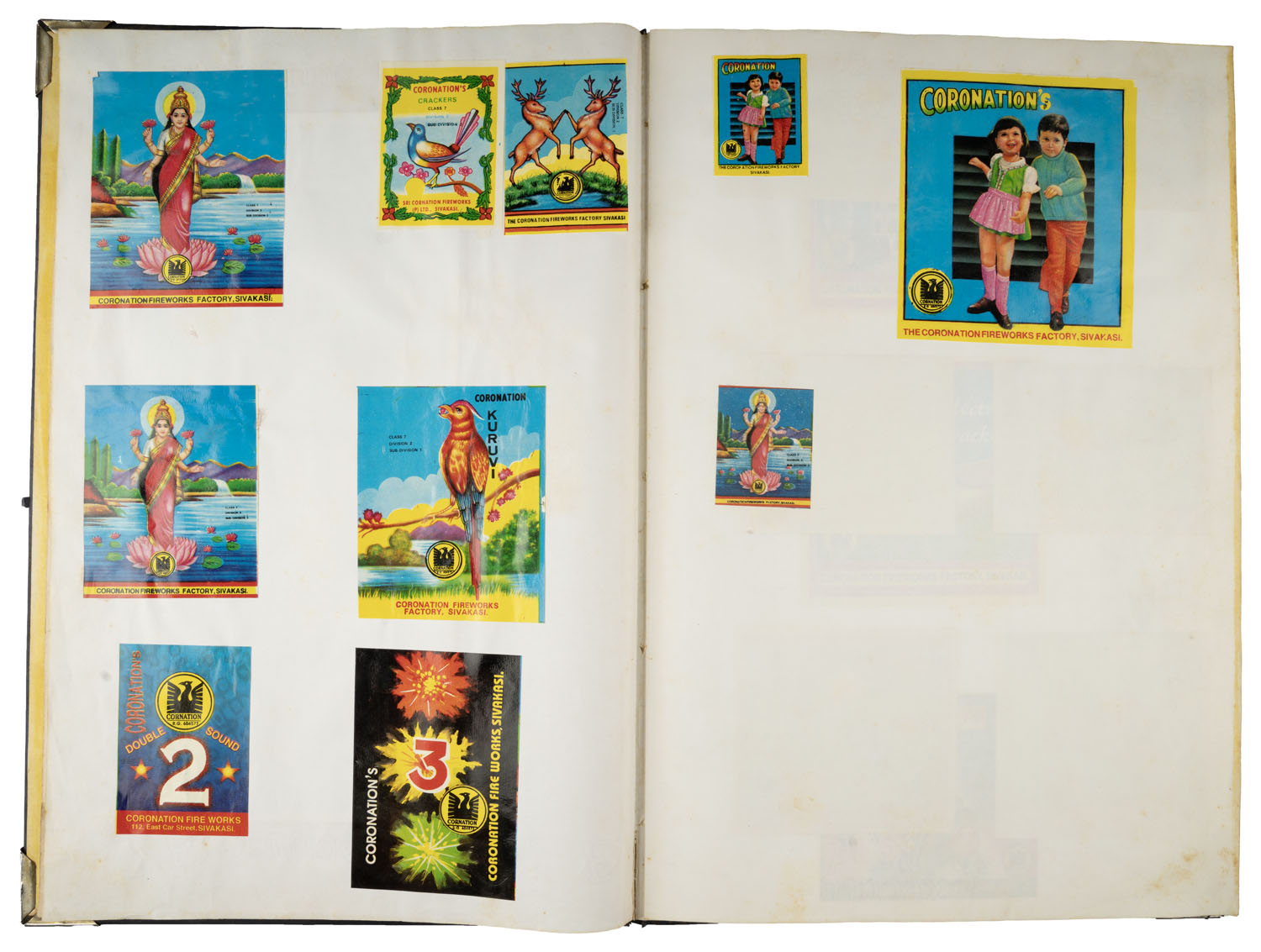 Book of Labels for Coronation Fireworks, Sivakasi