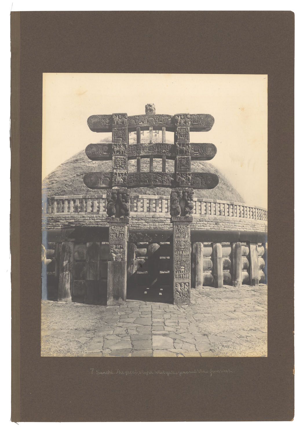 Sanchi. The Great Stupa. West Gate, General View from West
