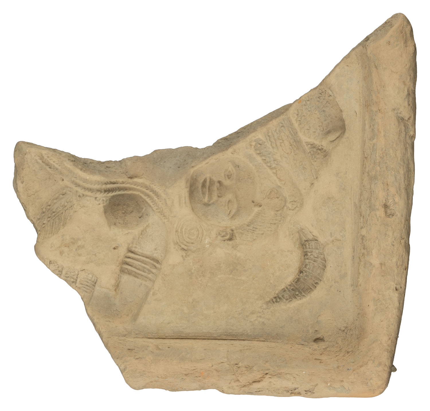 Fragment of Terracotta Mould with a Partially Visible Female Figure
