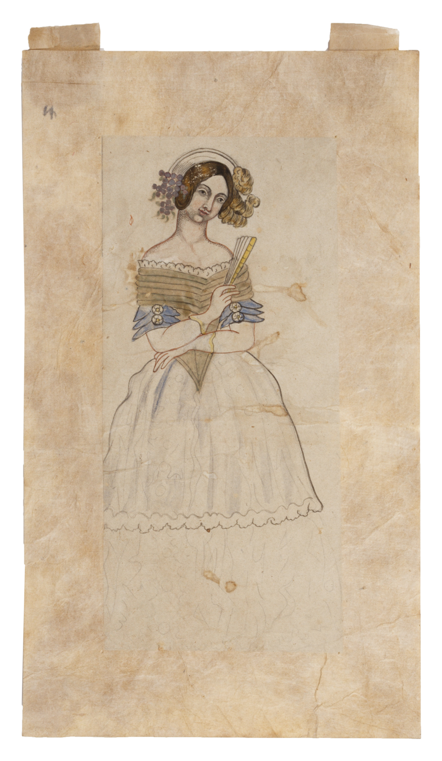Portrait of a European lady with a Hand Fan