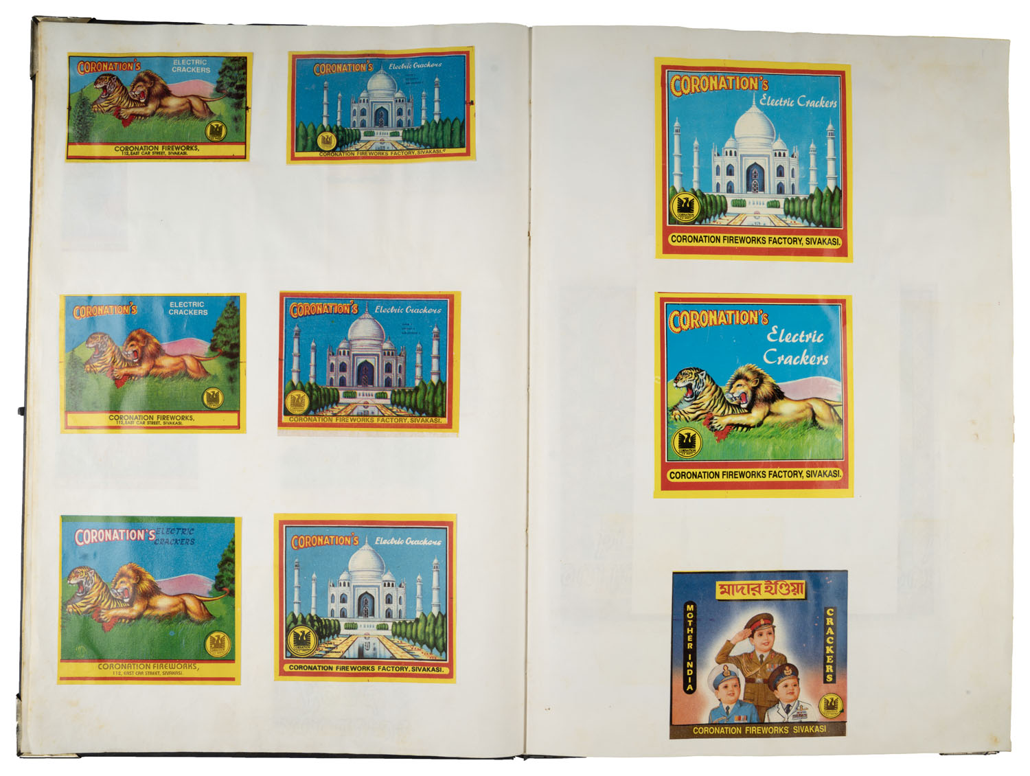 Book of Labels for Coronation Fireworks, Sivakasi